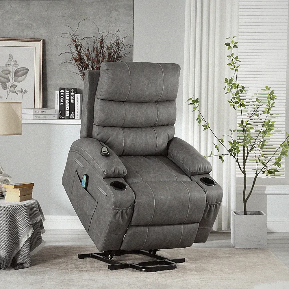 21" Wide Electric Lift Recliner - Massage, Heat, Remote (PU)