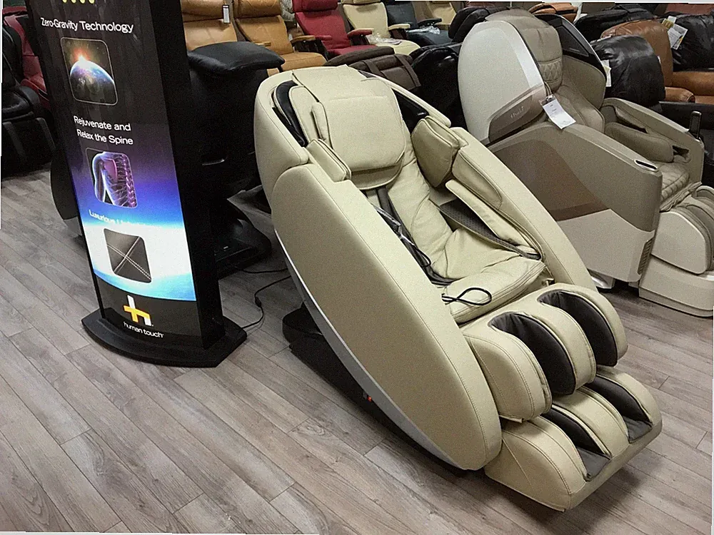 Human Touch Novo XT Full Body Zero Anti Gravity Massage Chair Recliner in Cream