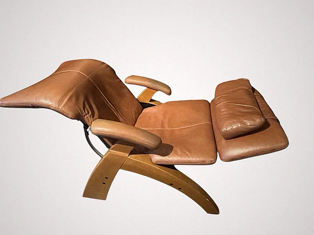 Human Touch Perfect Chair PC-095 Power Recliner Cognac Brown Leather Electric